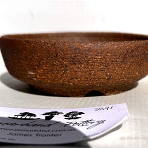 Round 12cm Brown Smooth Stoneware Bonsai Pot