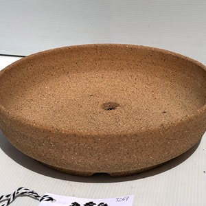 27.5 Round Brown Smooth Stoneware Unglazed Bonsai Pot