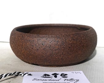 Round 17cm Brown Smooth Finish Stoneware Unglazed Bonsai Pot