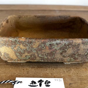 Rectangular 21.5cm Brown Stoneware Woodash Bonsai Pot