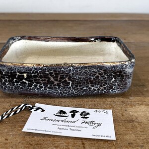 Rectangular 17.5cm Black Glazed Stoneware Bonsai Pot