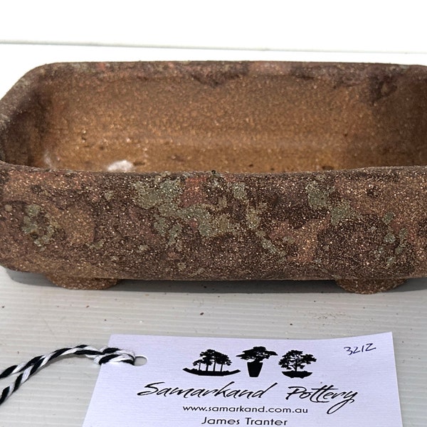 Rectangular 17.5cm Brown Stoneware Woodash Bonsai Pot