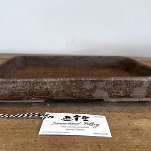Rectangular 33cm Brown Stoneware Woodash Bonsai Pot