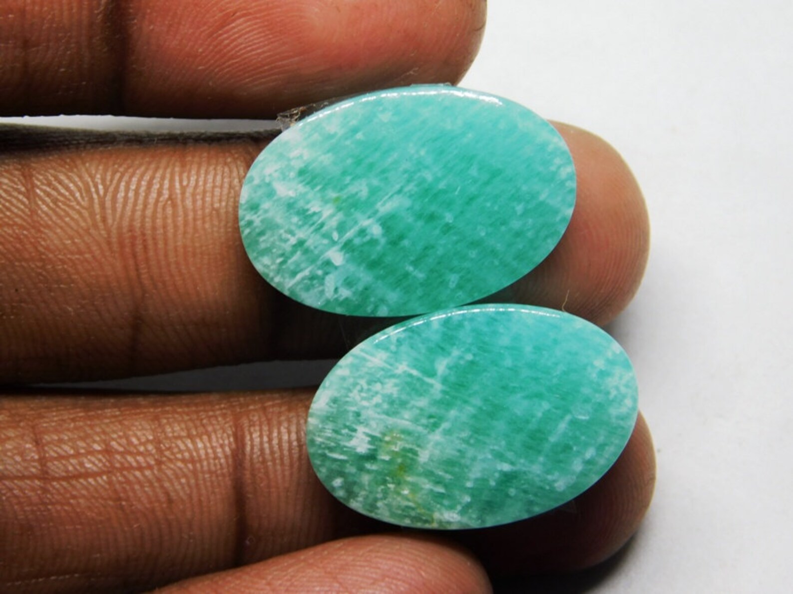 AwesomeNatural Green Amazonite pair cabochon loose gemstone Etsy