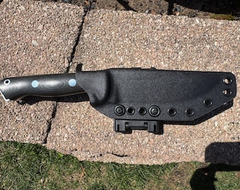 Custom Kydex sheath for Bark River Bravo Squad leader in 3V steel