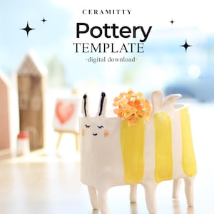 Ceramic planter pattern, Bee Planter Pattern, Full-Size Slab Template With Pottery Instructions