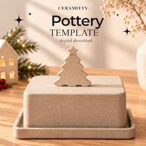 Butter Dish Template, Christmas Tree Handle for Slab Building Pottery
