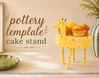 Pottery Cake Stand Template, Giraffe Design, Slab Building Tutorial PDF