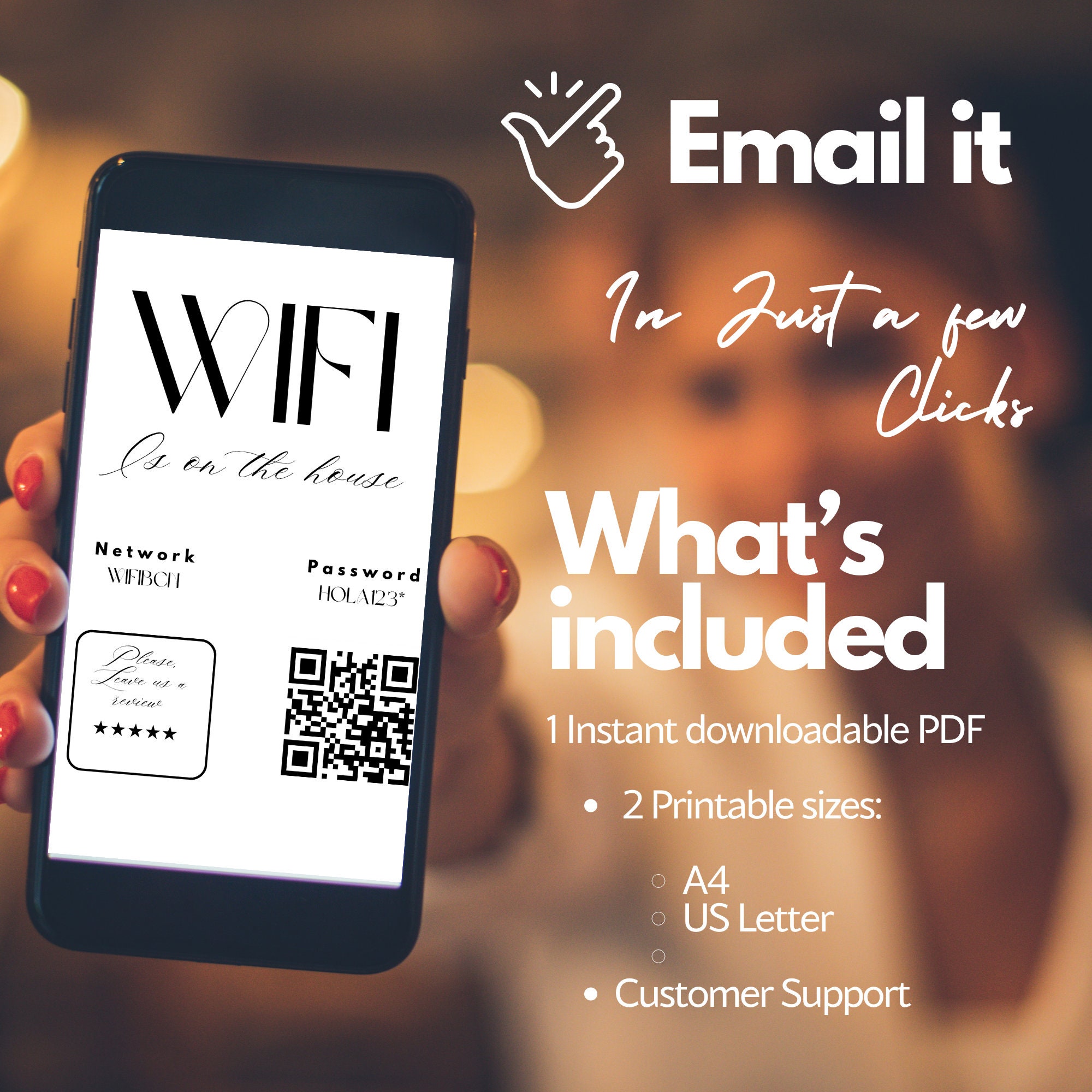 Wifi QR Code Sign Printable, Wifi Sign, Wifi Code, Wifi Password Sign ...