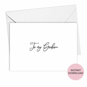 Carte imprimable À mon filleul, cadeau filleul, cadeau des parrains et marraines, carte noir et blanc minimaliste, cadeau filleul, cadeau religieux pour elle