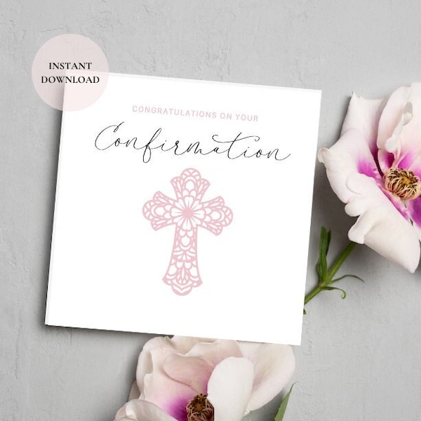 Congratulations on your Confirmation Card, Catholic Gift For Confirmation, Confirmation Gift For Girl, Digital Printable Card, Custom Gift