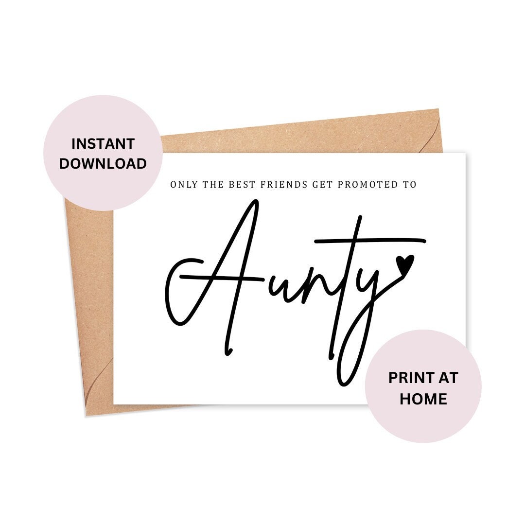 Best Friends Aunty Promotion Card Digital Download Instant - Etsy