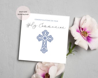 Congratulations on your Holy Communion Card, First Holy Communion Gift, Digital Printable Card, Custom Gift, First Communion Gifts