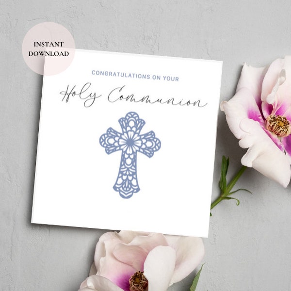 Congratulations on your Holy Communion Card, First Holy Communion Gift, Digital Printable Card, Custom Gift, First Communion Gifts