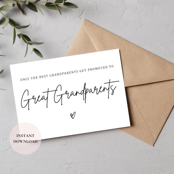 Great Grandparents Promotion Card, Grandparents Gift, Baby Announcement Grandparents, Gift For Grandparents, Digital Printable Card