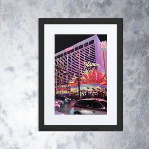 Framed and Matted Photo Flamingo Hotel Las Vegas Strip COA Signed by Artist