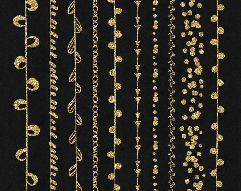 Gold Glitter Clipart Dividers Borders Separators Digital Page Etsy