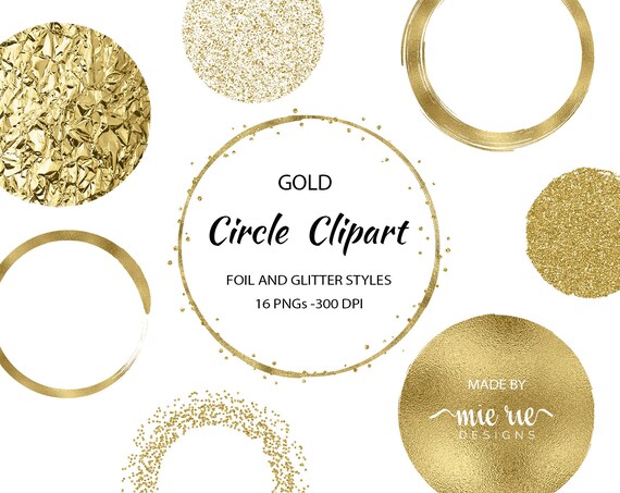Gold Foil Glitter Brush Circle Logo Clipart Brush Circle Etsy