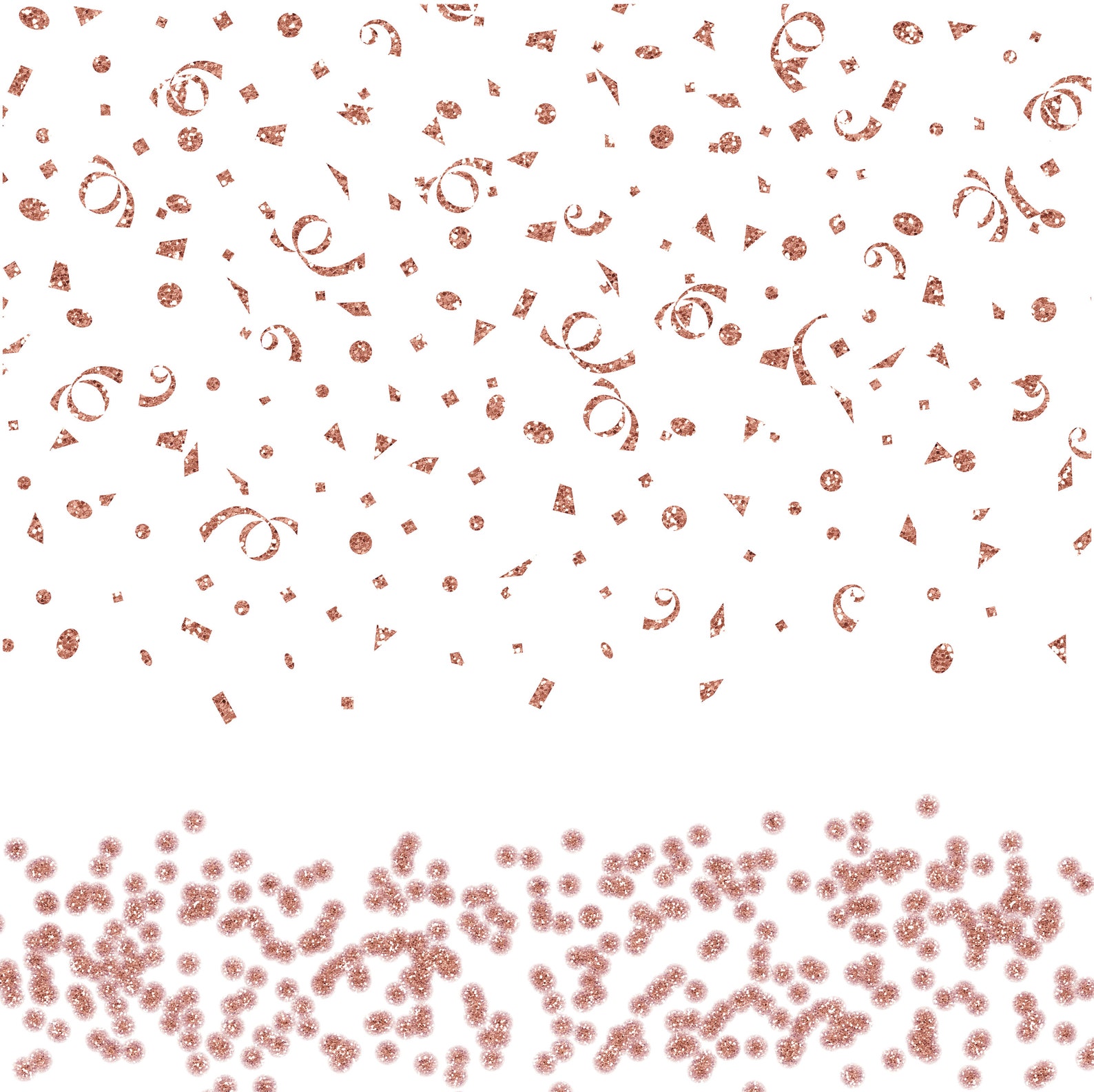Rose Gold Glitter Confetti Clipart Overlay Borders Digital | Etsy