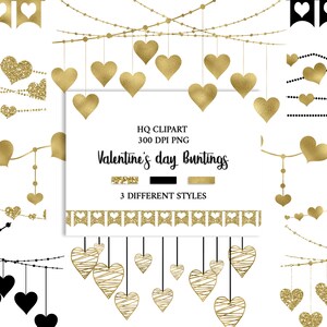 Rose Gold Folie Glitter Herz Bunting Clipart Susse Romantische Etsy