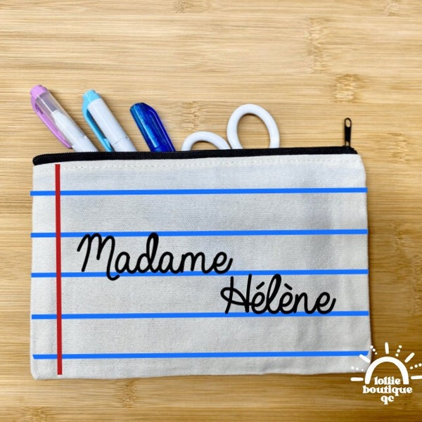 Personalized kit for teacher / Pencil case / Gifts for teachers / cotton pouch / personalized first name