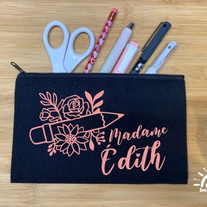 Personalized kit for teacher / Pencil case / Gifts for teachers / cotton pouch / personalized first name