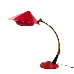 Mid century red desk Lamp, Stilux Milan Italy 1960 ca.