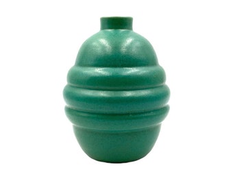 Art Déco Turquoise faience Vase, France 1940s