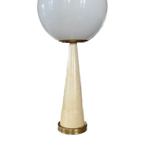 Monumental conic parchment and brass table lamp, France 1960