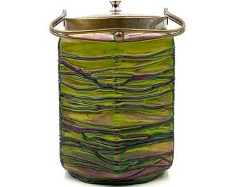 Jugendstil iridescent glass cookies jar, Pallme & König Austria 1910 ca.