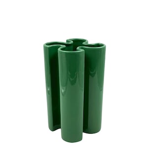 Franco Bettonica, Space age rare green ceramic vase, Gabbianelli Italy ca. 1970