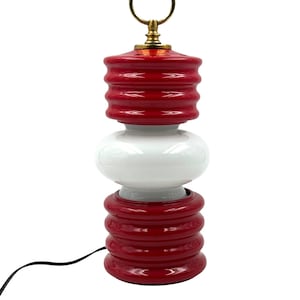 Space age ceramic lantern-shaped table lamp, Ceramiche Fiorentine Italy, 1970s