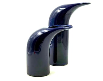 Space age set of 2 blue ceramic vase, Italy ca. 1970