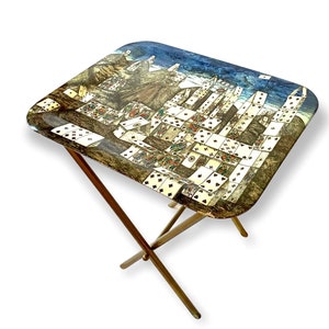 Tavolino pieghevole Mid-Century "City of Cards", Piero Fornasetti Italia anni '50
