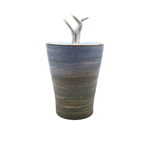 Mid-century Modern style blue artistic ceramic vase, Gabriele Bucci Italy ca. 2000s