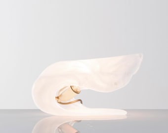 Murano blown shell shaped glass sculptural table lamp, La Murrina Italy 1970s