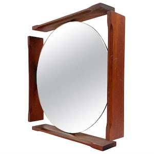 Mid-century teak table / wall mirror / vanity, Italy 1960s