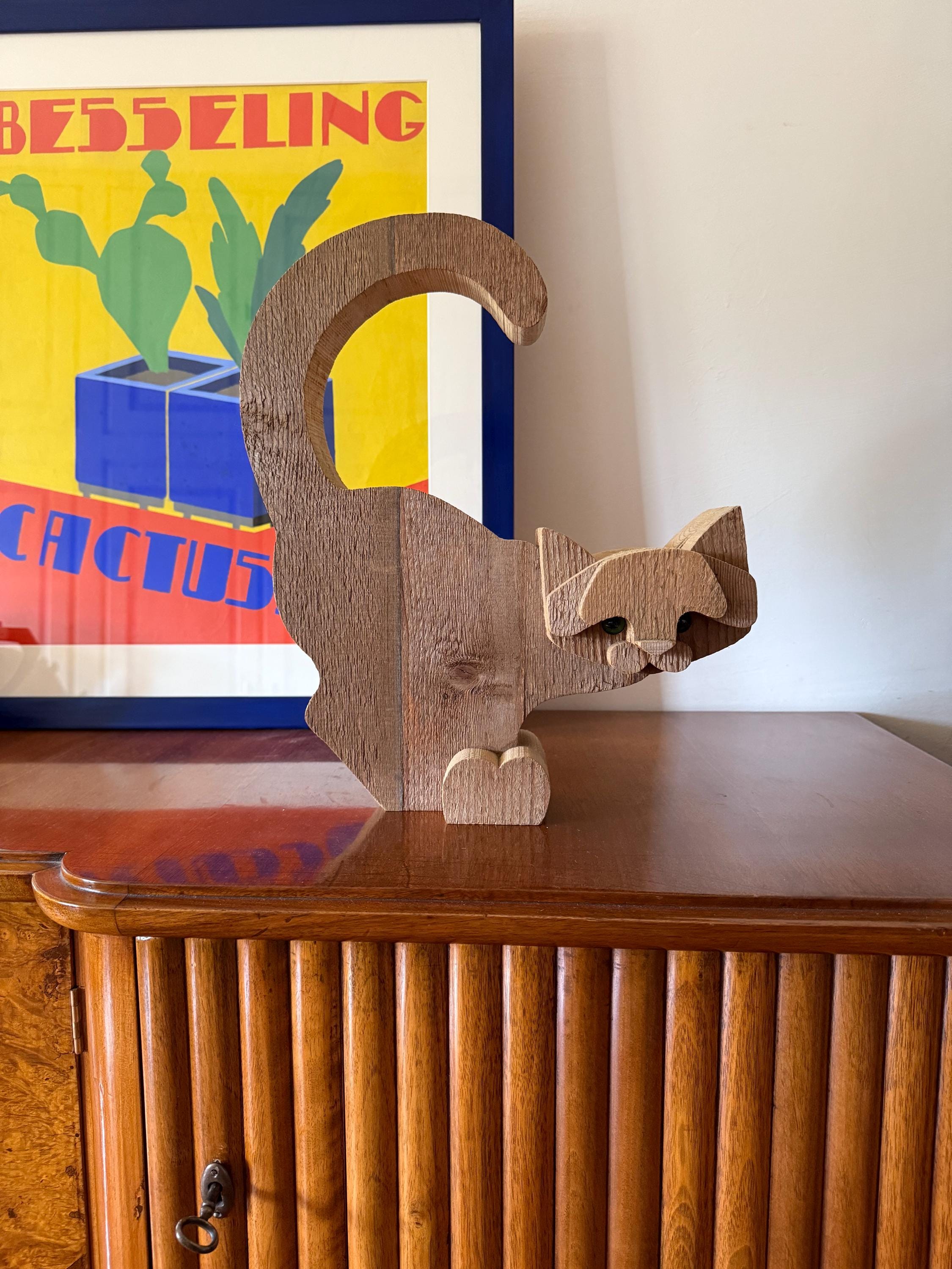 ボッテガ ミケランジェリ、猫の木彫、オルヴィエート イタリア 1970