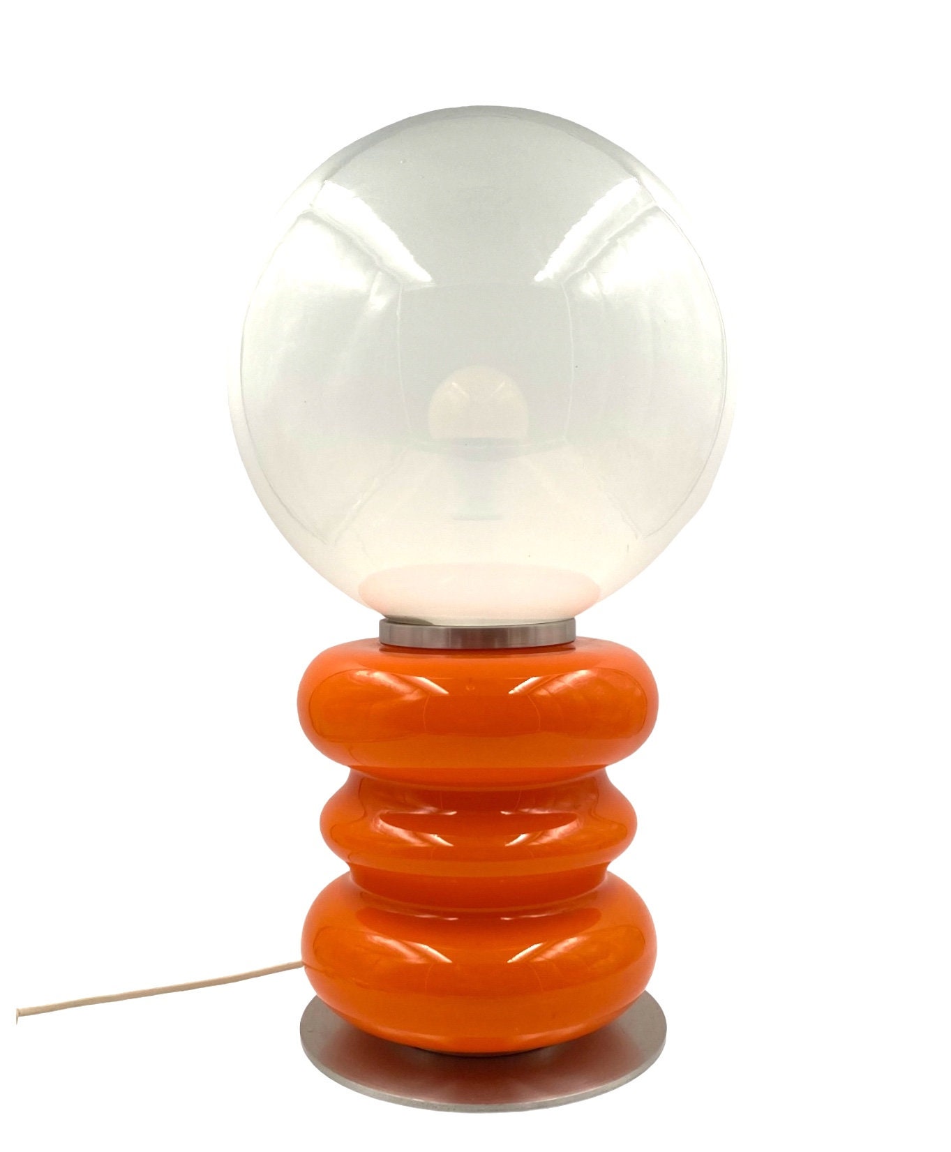 Carlo Nason, Space Age Orange Murano Glass Table Lamp, AV Mazzega