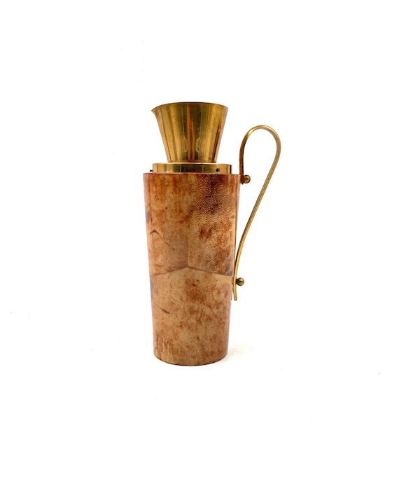 Mid-century Parchment Barware Thermos, Aldo Tura, Macabo Italy