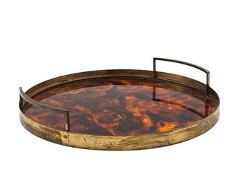 Hollywood regency round tray, Italy 1970s