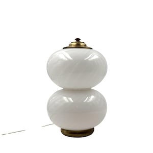 Lampada da tavolo in ottone e vetro di metà secolo, Gielle Italia, anni &#39;70