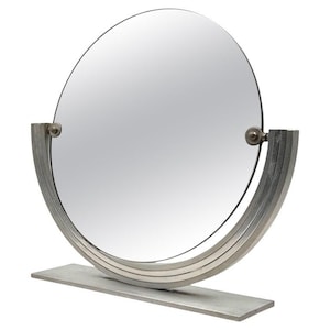 Mid-century nickel-plated brass table mirror / vanity, Gaetano Missaglia Italy 1960s