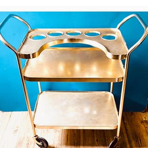 Vintage Kaymet Gold Bar Cart: Mid-Century Modern Drinks Trolley