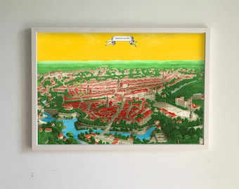 Hannover city view colored 19th century