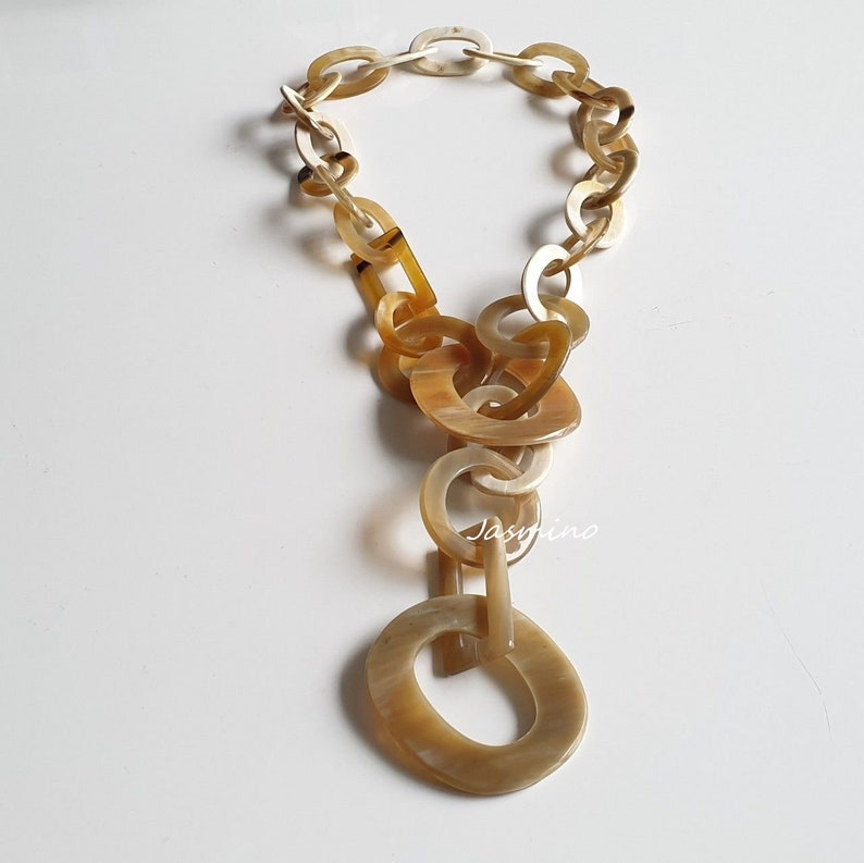 J17379 Horn Handmade Chain Necklace Unique Jewelry Vietnam Art Jasmino Gift