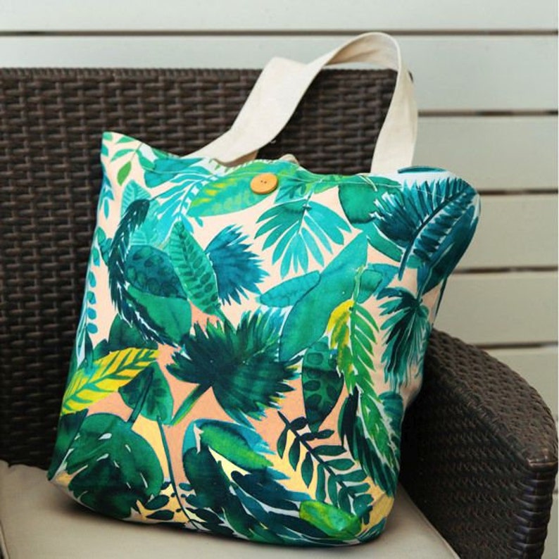 Jungle Leaf Totebag with artwork by Amy Sia