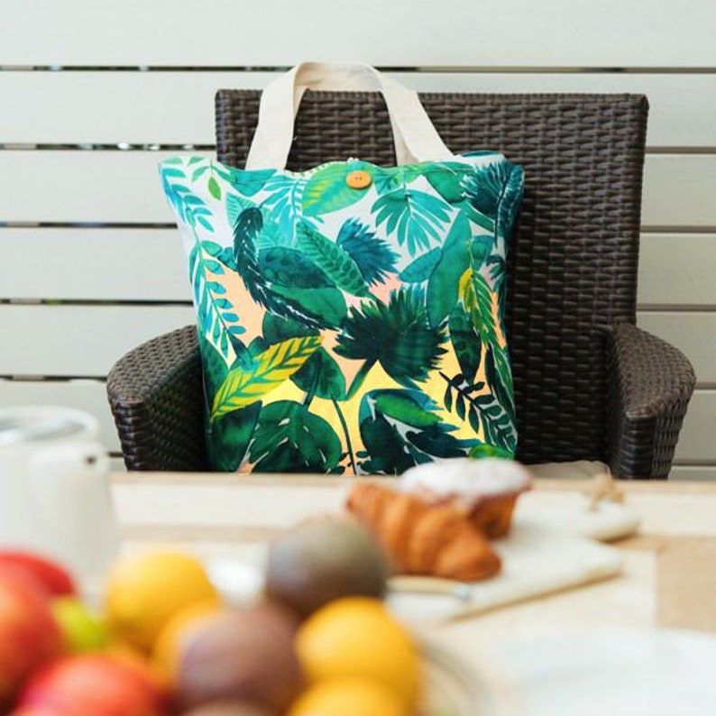 Jungle Leaf Totebag with artwork by Amy Sia