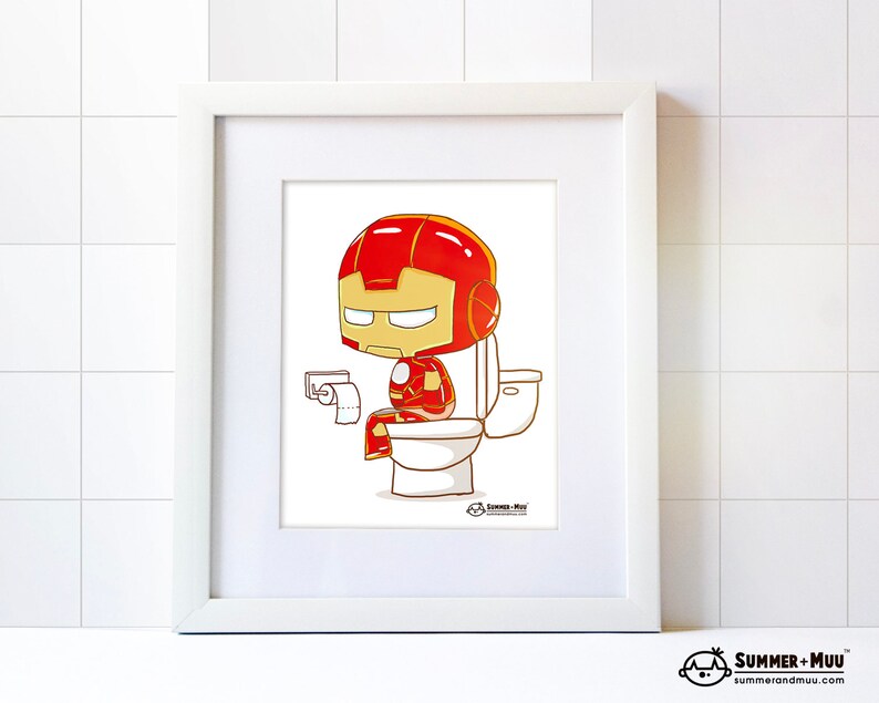 Iron Man Superhero Pooping Toilet Boys Bathroom Printable Etsy