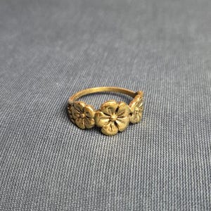Pure Brass Triple Plumeria Ring, Plumeria Triple Flowers Ring, Plumeria Ring, Frangipani Ring, Hibiscus Flower Ring, Gift Ring for Her,